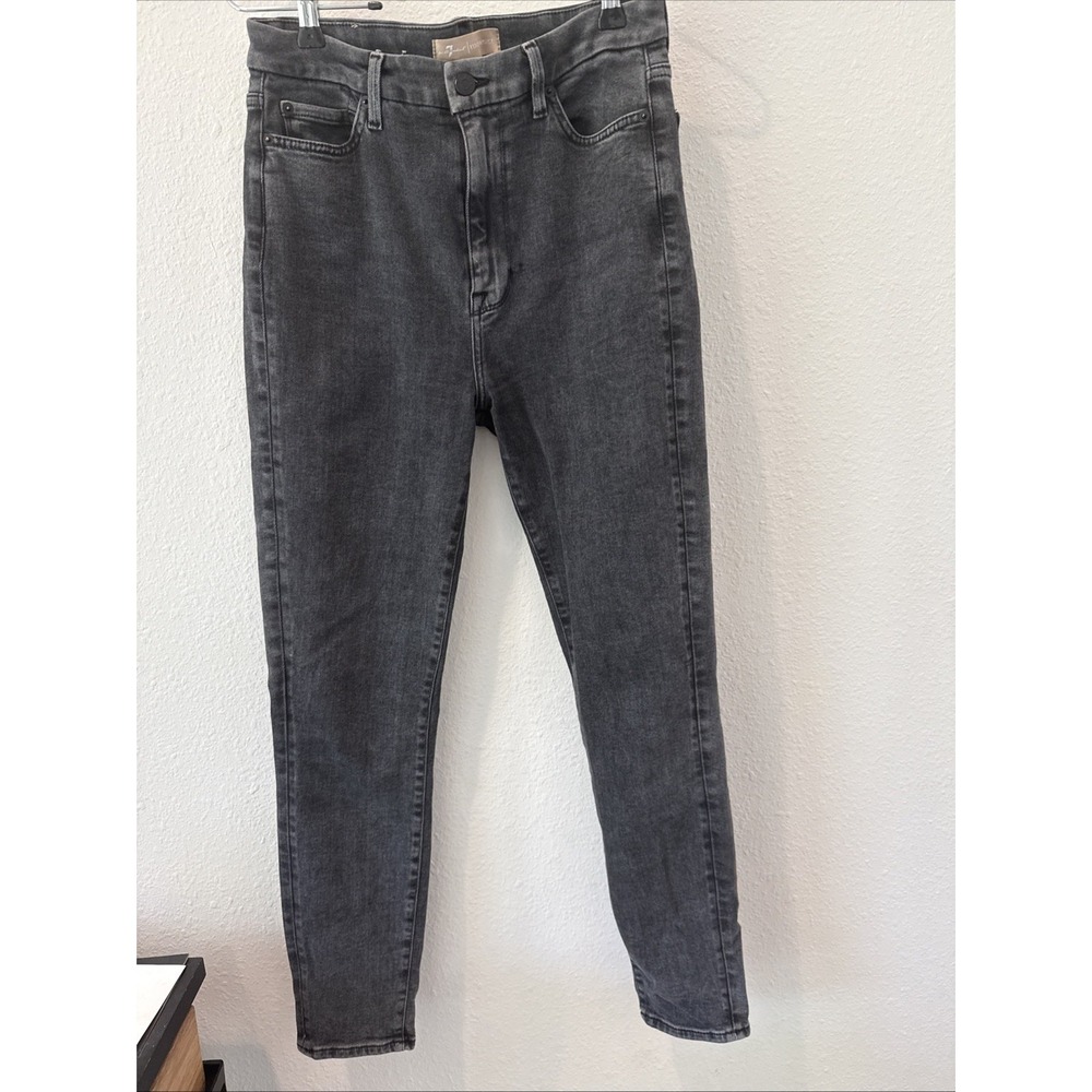 7 For All Mankind Womens Luxe Vintage The Aubrey Skinny Black High Rise Jeans 28